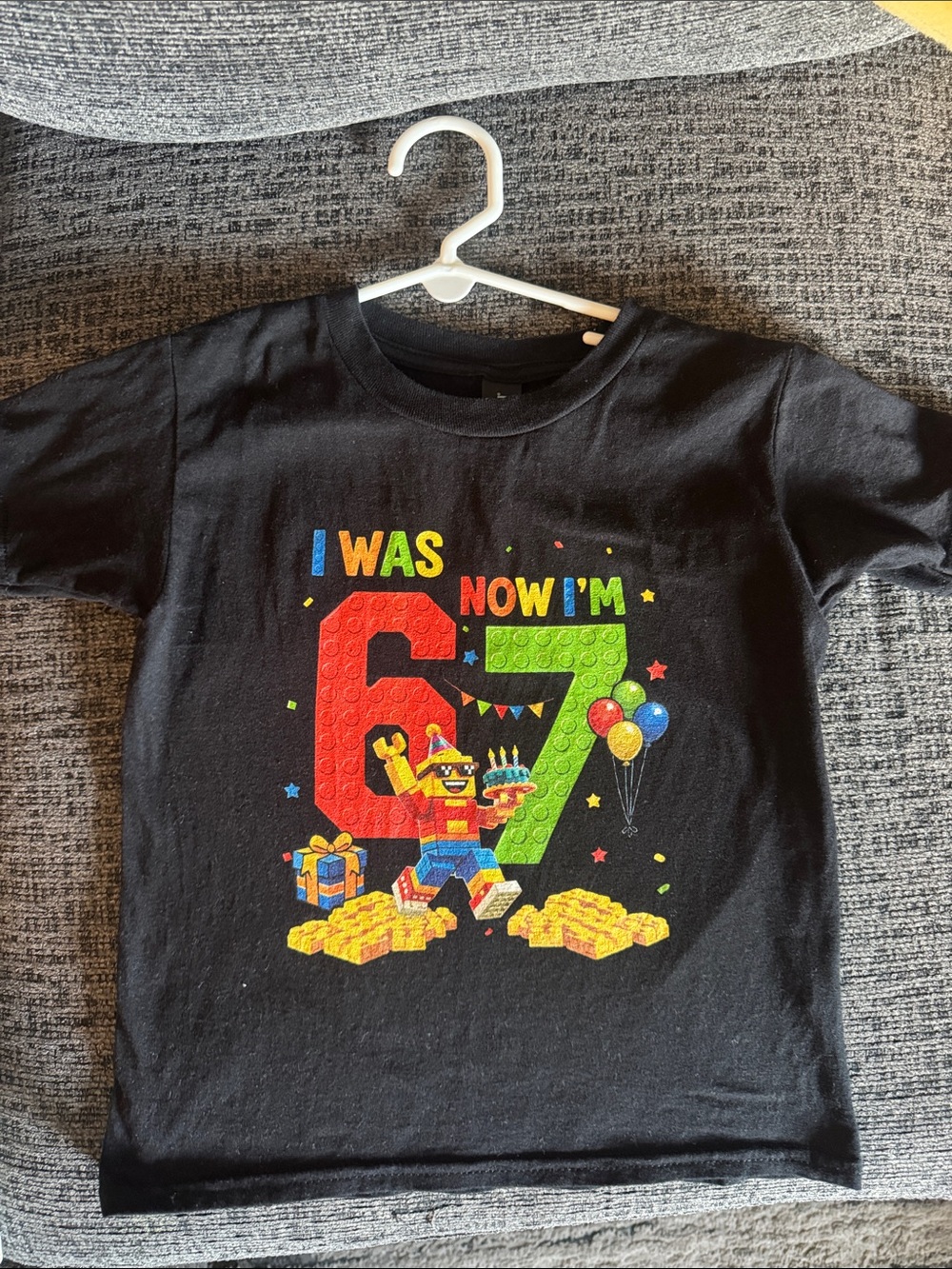 Gildan Black Kids 'I Was 6 Now I'm 7' Lego-Style Birthday Tee